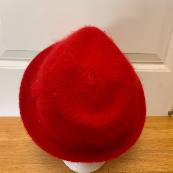 Something Special SS LA Hat Womens Red Bucket 80% Angora 20% Nylon Fuzzy Cloche - Picture 3 of 6